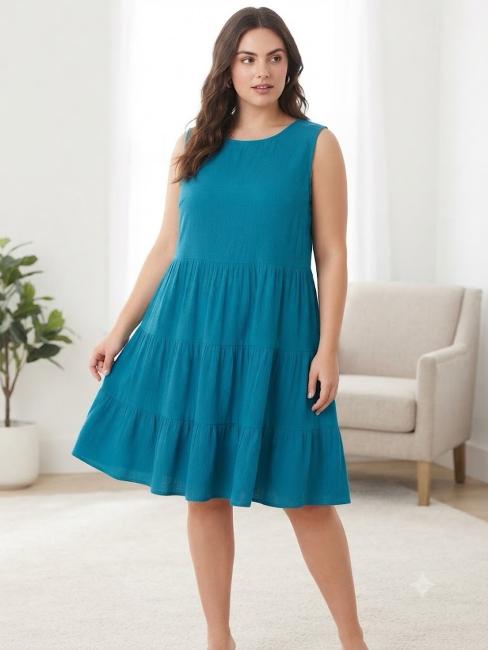 Pink Pineapple Teal Tiered Midi Dress  size 1X